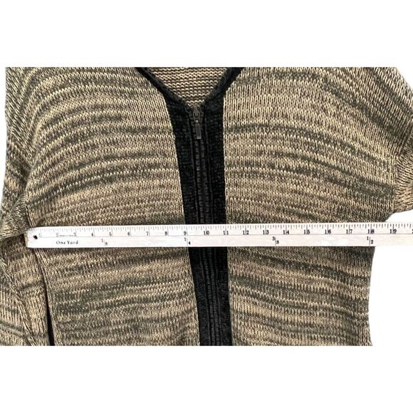 Cousin Johnny Zip Cardigan Womens M Tan Green Cotton Knit Sweater Cozy Granola - Picture 6 of 14